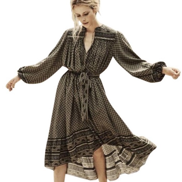 Doen Vista Dress Silk Medallion Print Long Sleeve Midi Dress Size Small - Picture 1 of 7